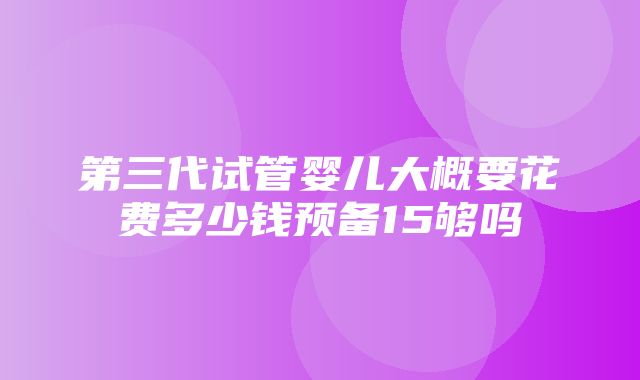 第三代试管婴儿大概要花费多少钱预备15够吗