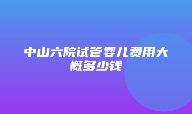 中山六院试管婴儿费用大概多少钱