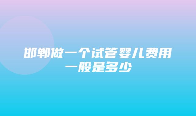 邯郸做一个试管婴儿费用一般是多少