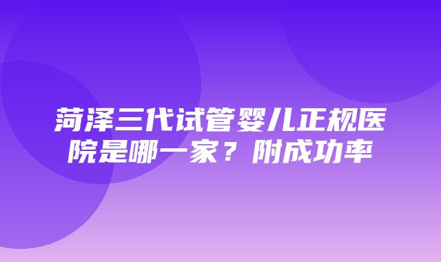 菏泽三代试管婴儿正规医院是哪一家？附成功率