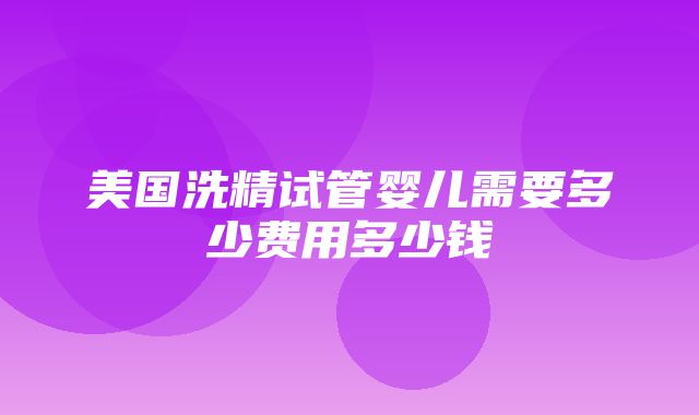 美国洗精试管婴儿需要多少费用多少钱