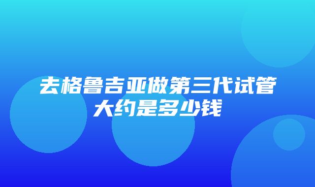 去格鲁吉亚做第三代试管大约是多少钱