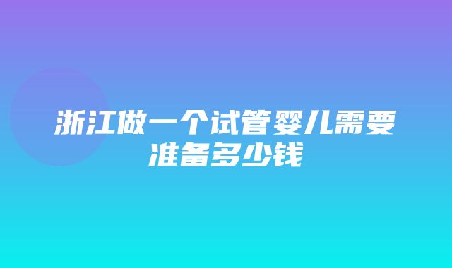 浙江做一个试管婴儿需要准备多少钱