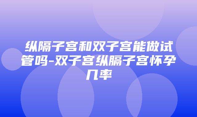 纵隔子宫和双子宫能做试管吗-双子宫纵膈子宫怀孕几率