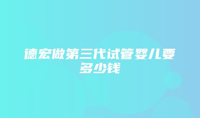 德宏做第三代试管婴儿要多少钱