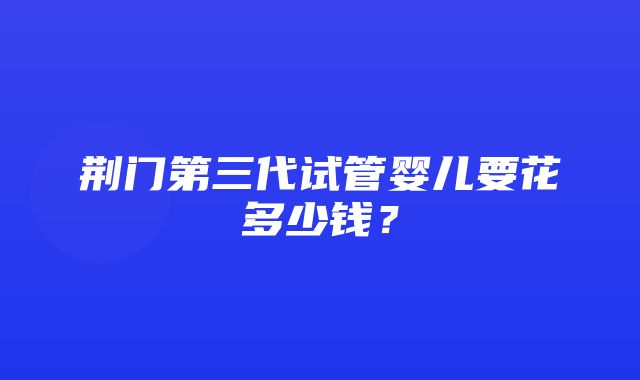 荆门第三代试管婴儿要花多少钱？