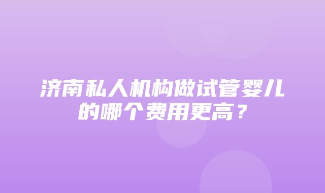 济南私人机构做试管婴儿的哪个费用更高？