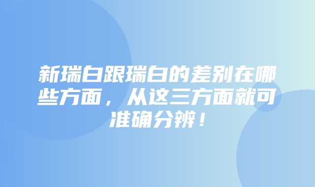 新瑞白跟瑞白的差别在哪些方面，从这三方面就可准确分辨！