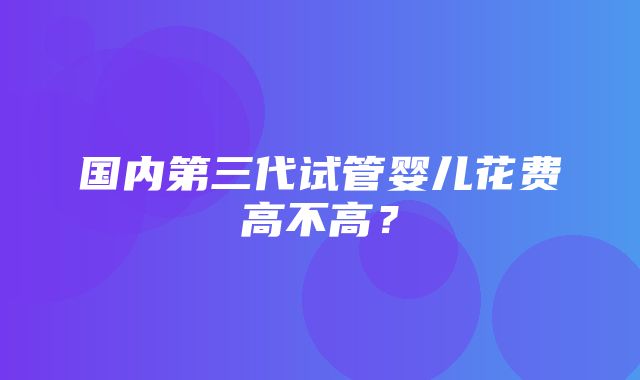 国内第三代试管婴儿花费高不高？