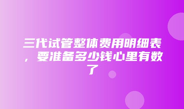 三代试管整体费用明细表，要准备多少钱心里有数了