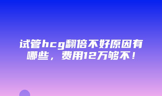 试管hcg翻倍不好原因有哪些，费用12万够不！