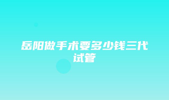 岳阳做手术要多少钱三代试管