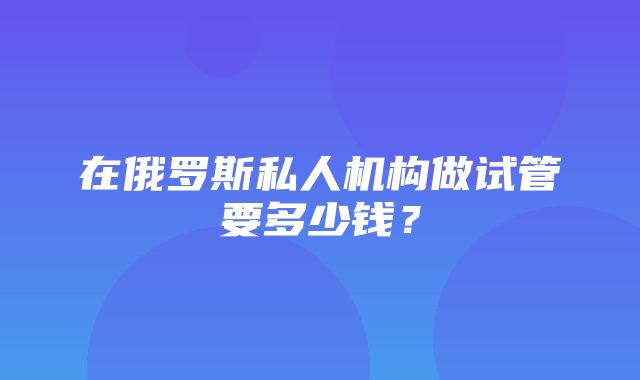 在俄罗斯私人机构做试管要多少钱？