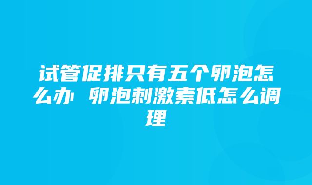 试管促排只有五个卵泡怎么办 卵泡刺激素低怎么调理