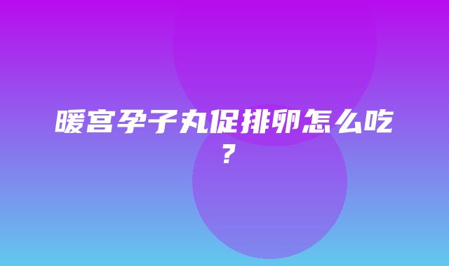 暖宫孕子丸促排卵怎么吃？