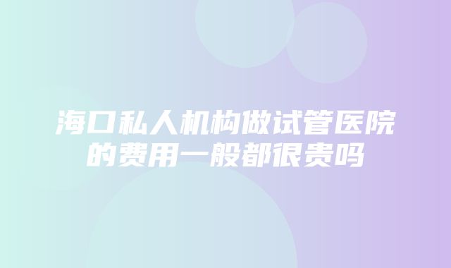 海口私人机构做试管医院的费用一般都很贵吗