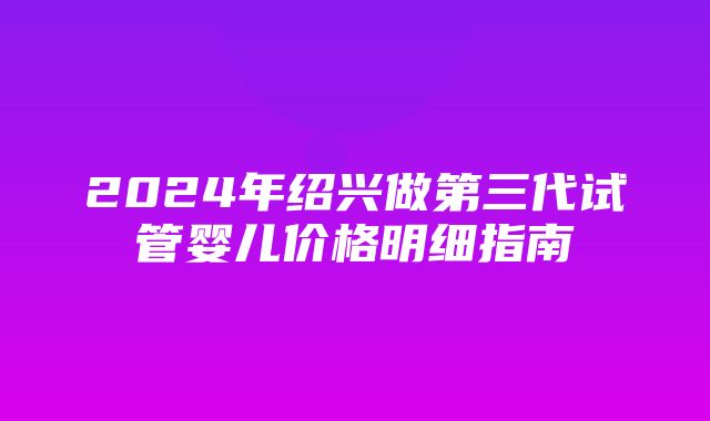 2024年绍兴做第三代试管婴儿价格明细指南