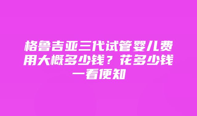 格鲁吉亚三代试管婴儿费用大概多少钱？花多少钱一看便知