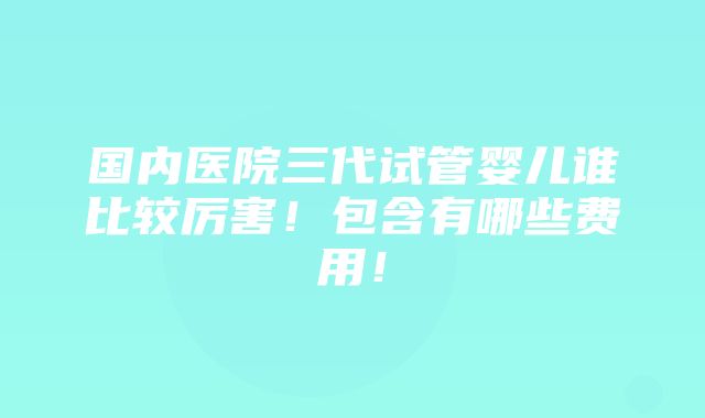 国内医院三代试管婴儿谁比较厉害！包含有哪些费用！