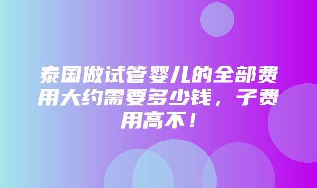 泰国做试管婴儿的全部费用大约需要多少钱，子费用高不！