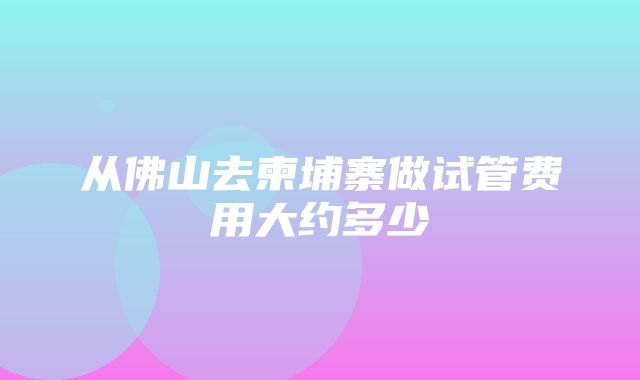 从佛山去柬埔寨做试管费用大约多少