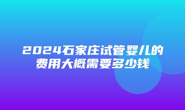 2024石家庄试管婴儿的费用大概需要多少钱