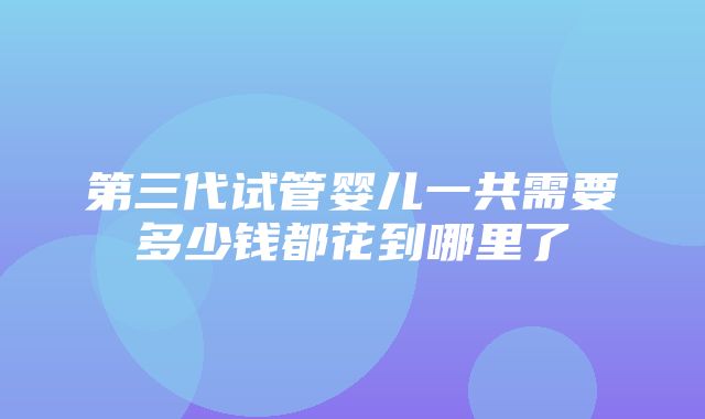 第三代试管婴儿一共需要多少钱都花到哪里了