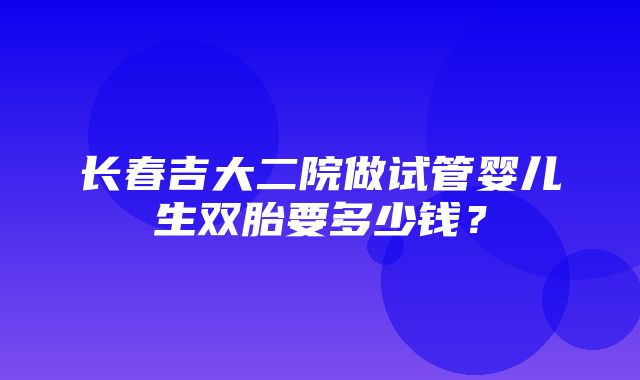 长春吉大二院做试管婴儿生双胎要多少钱？