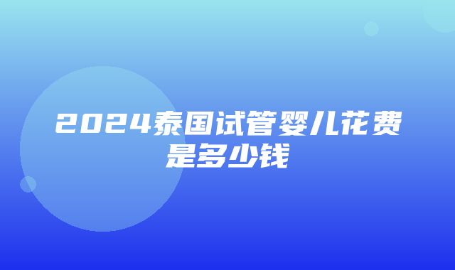 2024泰国试管婴儿花费是多少钱