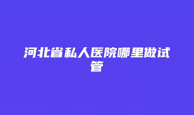 河北省私人医院哪里做试管