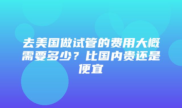 去美国做试管的费用大概需要多少？比国内贵还是便宜