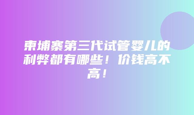 柬埔寨第三代试管婴儿的利弊都有哪些！价钱高不高！