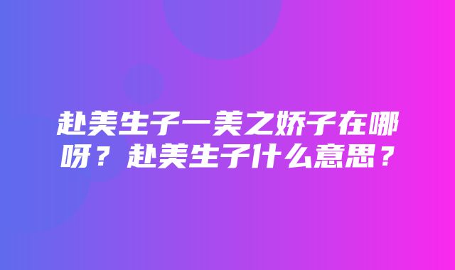 赴美生子一美之娇子在哪呀？赴美生子什么意思？