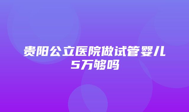 贵阳公立医院做试管婴儿5万够吗