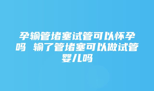 孕输管堵塞试管可以怀孕吗 输了管堵塞可以做试管婴儿吗