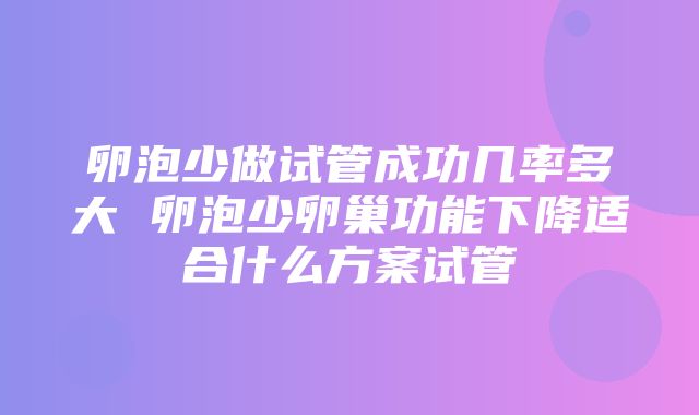 卵泡少做试管成功几率多大 卵泡少卵巢功能下降适合什么方案试管