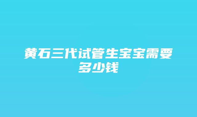 黄石三代试管生宝宝需要多少钱