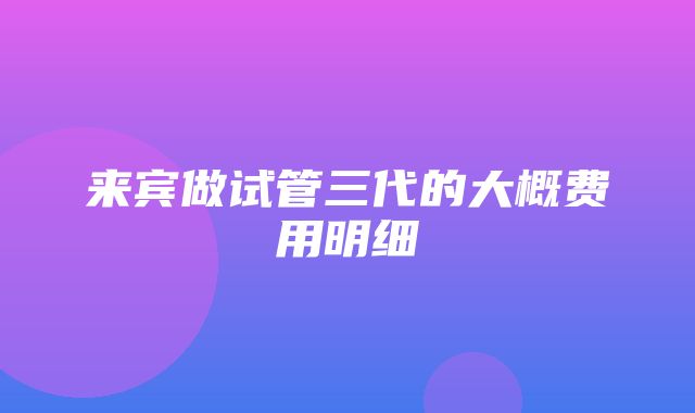 来宾做试管三代的大概费用明细