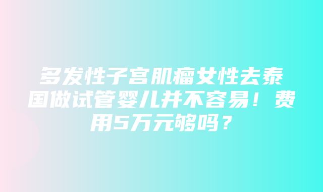 多发性子宫肌瘤女性去泰国做试管婴儿并不容易！费用5万元够吗？