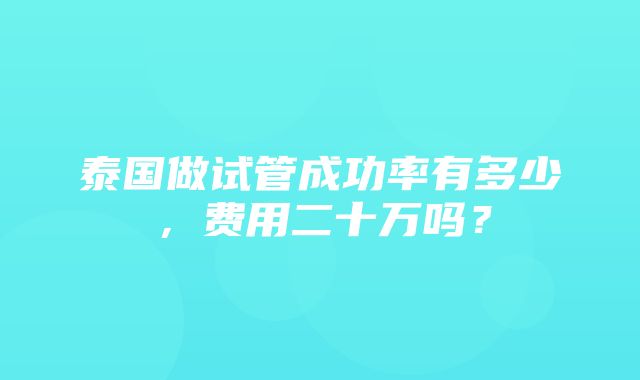 泰国做试管成功率有多少，费用二十万吗？