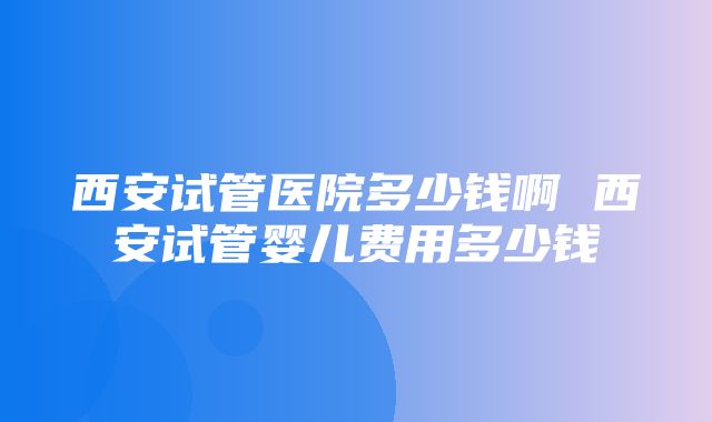 西安试管医院多少钱啊 西安试管婴儿费用多少钱