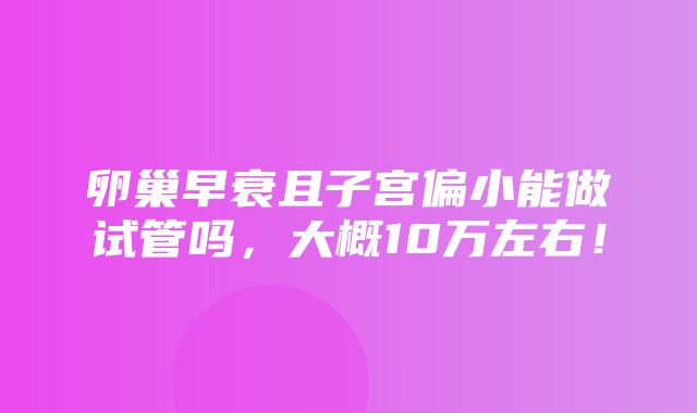 卵巢早衰且子宫偏小能做试管吗，大概10万左右！