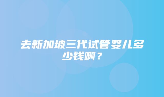 去新加坡三代试管婴儿多少钱啊？