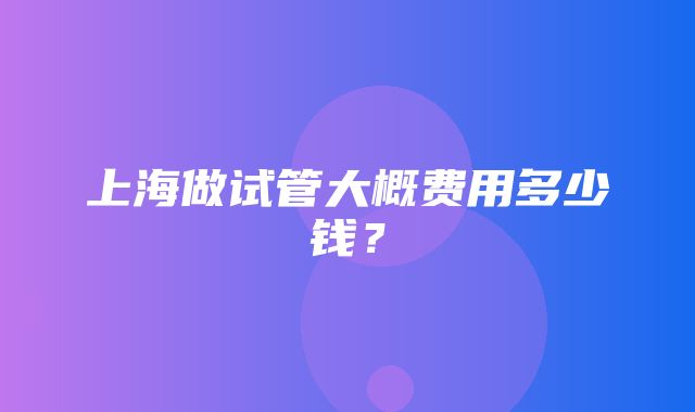 上海做试管大概费用多少钱？