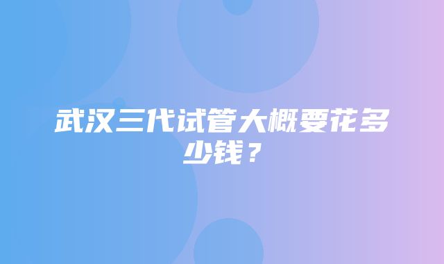 武汉三代试管大概要花多少钱？