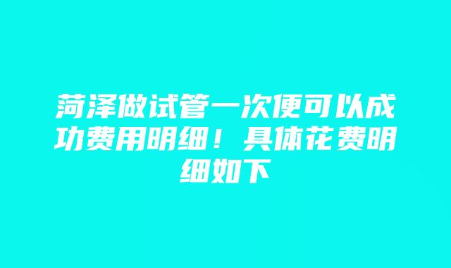 菏泽做试管一次便可以成功费用明细！具体花费明细如下