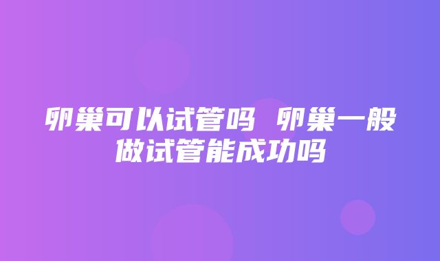 卵巢可以试管吗 卵巢一般做试管能成功吗