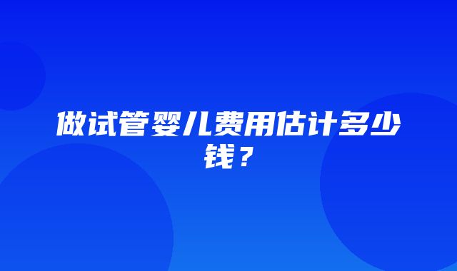 做试管婴儿费用估计多少钱？