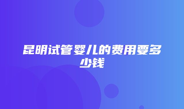 昆明试管婴儿的费用要多少钱