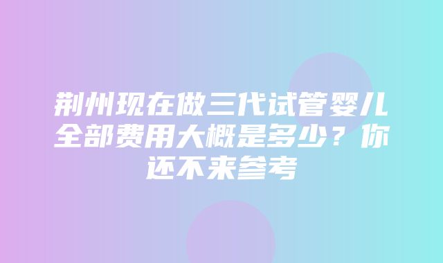 荆州现在做三代试管婴儿全部费用大概是多少？你还不来参考